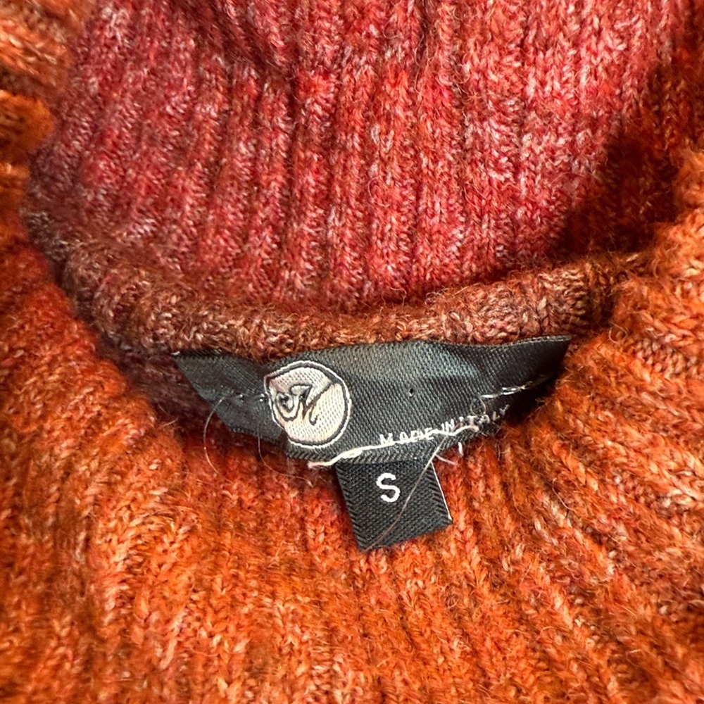 M Made in Italy Poncho Rust Combo Terracotta Orange Size S – Oversized Fall - Picture 5 of 10
